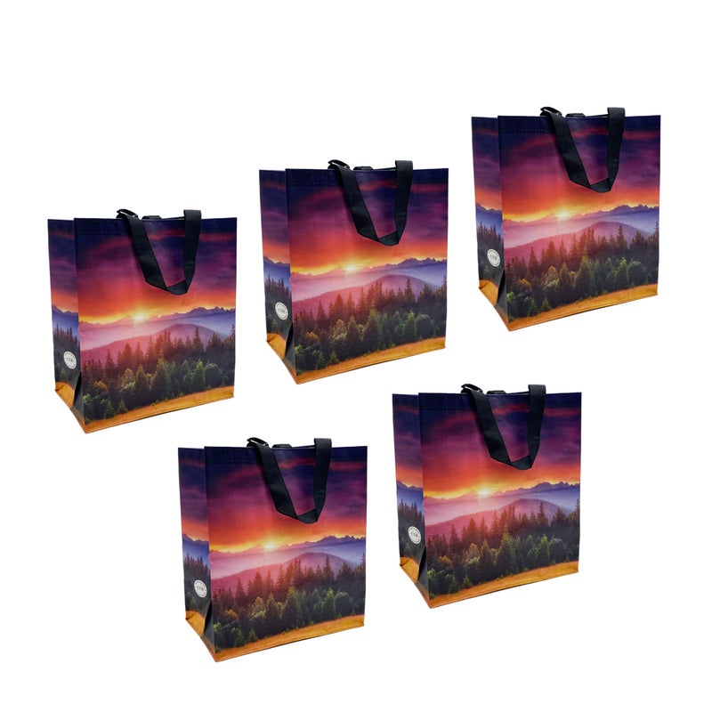 Earthwise Reusable Shopping BAgs Extremely Durable Multi Use Large Stylish Fun Foldable Water-Resistant Totes (5, Sunset) - Image 1