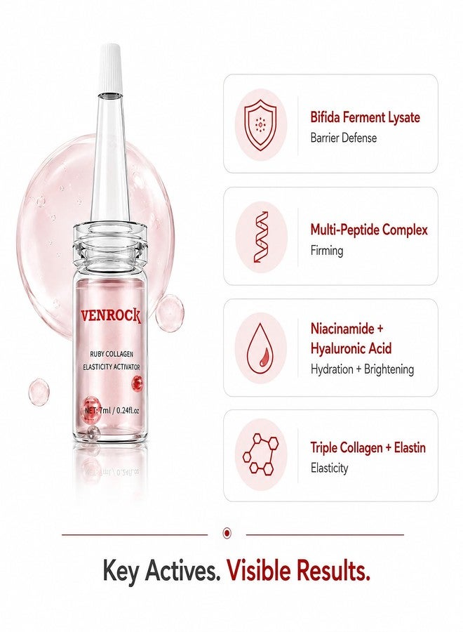 Venrock Collagen Elasticity Activator – Multi-Peptide Face Serum with Niacinamide & Hyaluronic Acid – Anti-Aging Nourishing Serum for Fine Lines Firming – 7ml x 6 Vials - Image 5