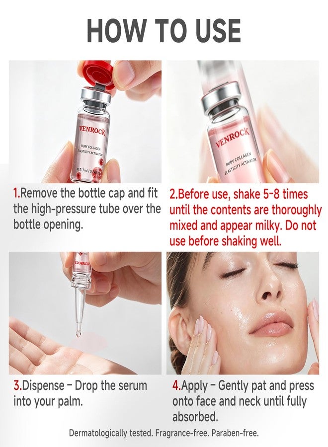Venrock Collagen Elasticity Activator – Multi-Peptide Face Serum with Niacinamide & Hyaluronic Acid – Anti-Aging Nourishing Serum for Fine Lines Firming – 7ml x 6 Vials - Image 2