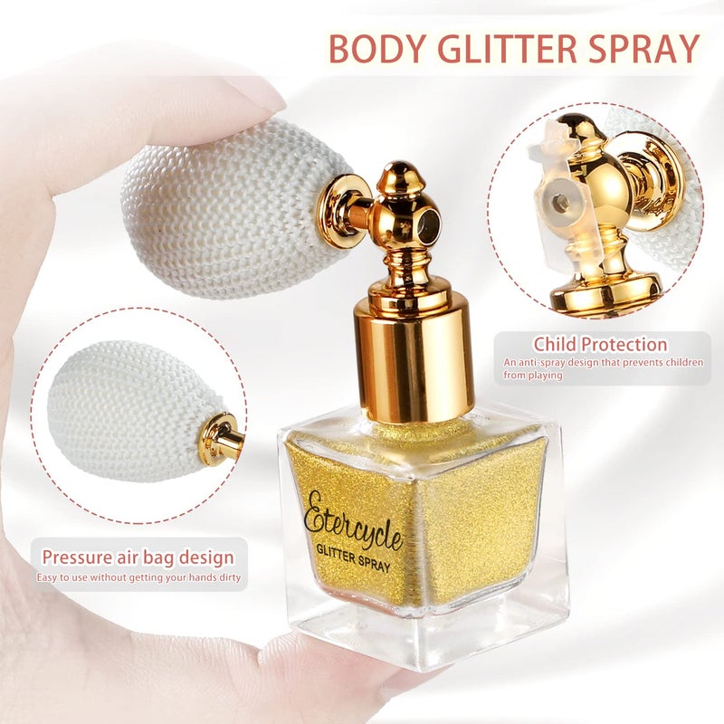 Etercycle Gold Body Glitter Spray, Shimmering Spray Powder Sparkle Powder, Cosmetic Shimmer Makeup Glitter for Hair and Body Face Clothes Nail Art Craft Design Easter Christmas Halloween Crafts - Image 2