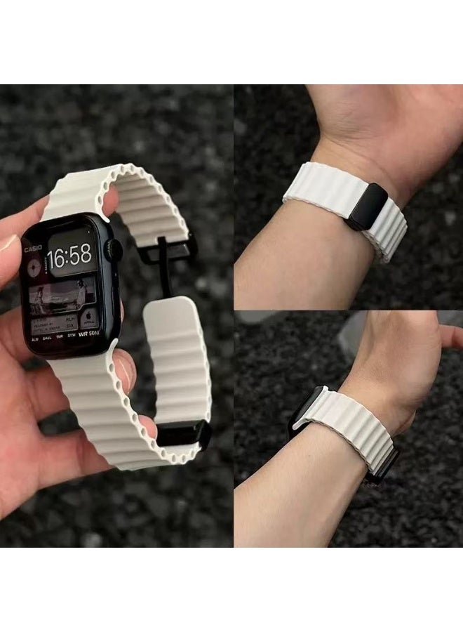 Watch Band Compatible for Apple Watch Series Band 42mm 44mm 45mm 46mm 49mm women, Genuine Leather Double Tour Designed Slim Replacement Strap for iWatch Series10 9 8 7 6 SE - Image 1