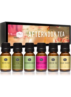 P&J Trading P&J Trading Fragrance Oil Afternoon Tea Set | Fig, White Tea, Green Tea, Sugar Cookies, Cucumber Melon, and Berries & Cream Candle Scents for Candle Making, Freshie Scents, Soap Making Supplies 