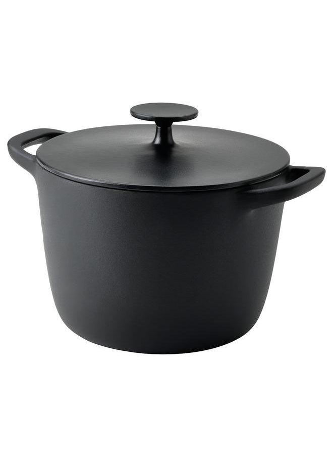 Pot With Lid Enamelled Cast Iron Matt And Black 5 L - pzsku/Z69889EDBD622C1FC8E9CZ/45/_/1723447723/8d297ed4-e864-4c2c-928e-78a2821c54a9