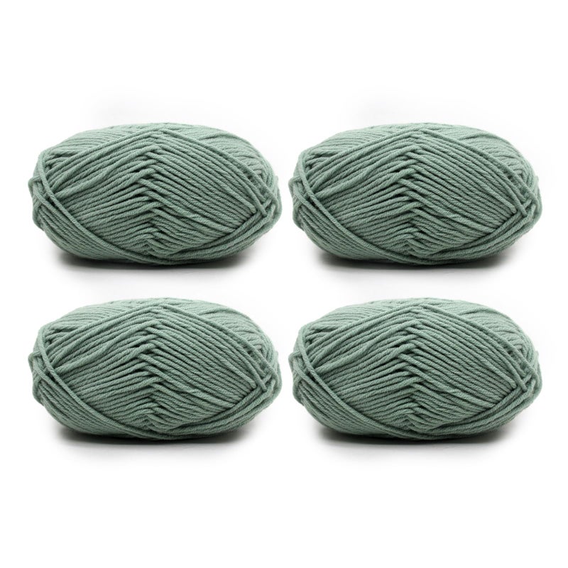 4 Rolls Cotton Blend Milk Yarn Fabric Wool Crochet Knitting Supplies Acrylic Crochet Yarn Soft Crochet Blend Milk Cotton Yarn Plain Knitting Wool for Handcrafts Jumpers Blankets WeavingGreen