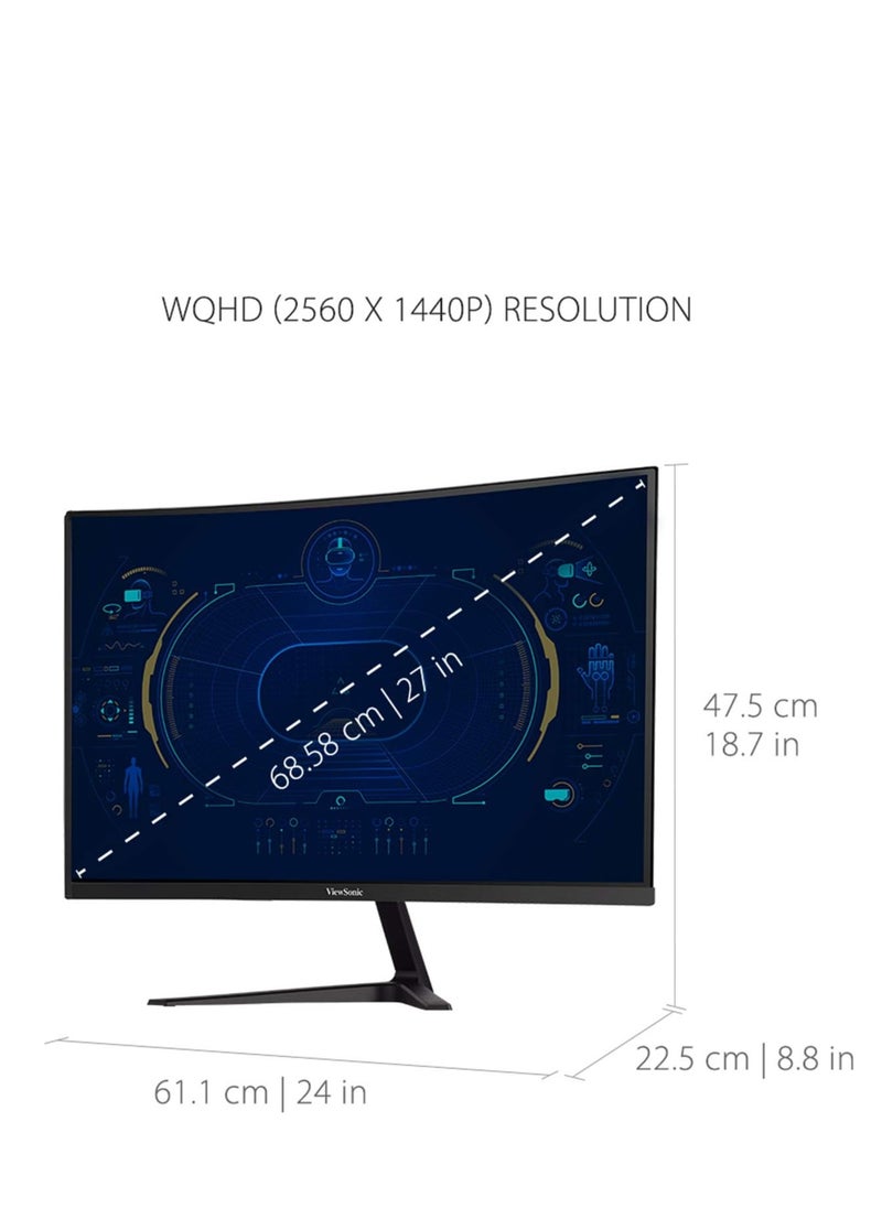 Generic - ViewSonic OMNI VX2718-2KPC-MHD 27 Inch Curved 1440p 1ms 165Hz Gaming Monitor with Adaptive Sync, Eye Care, HDMI and Display Port - Image 1