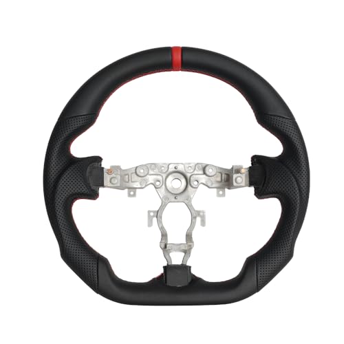 JIANGGAI Full Leather Steering Wheel DShaped Flat Bottom Perforated Leather Grip Steering Wheel Fit for Nissan 370z 20082020 - Image 1
