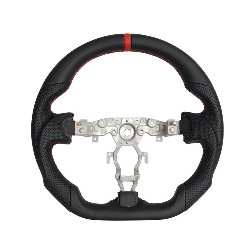 JIANGGAI Full Leather Steering Wheel DShaped Flat Bottom Perforated Leather Grip Steering Wheel Fit for Nissan 370z 20082020 - Image 3