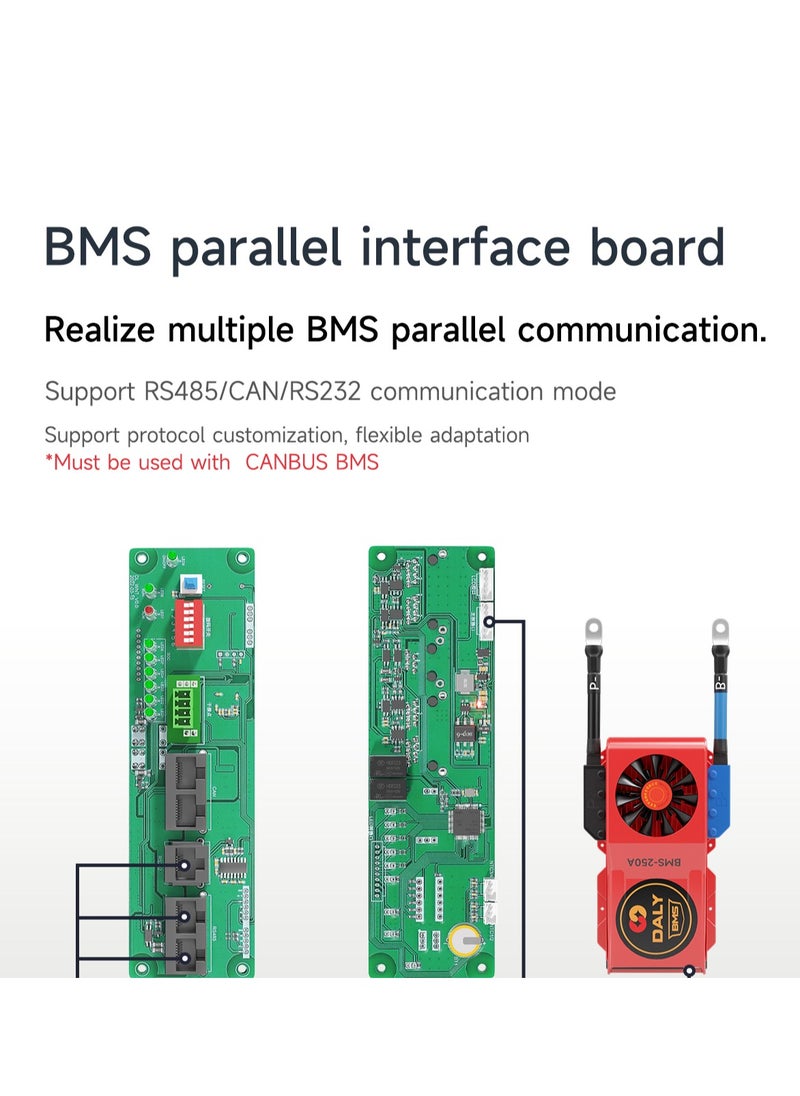Daly Smart BMS Parallel Interface Board (WNT) - Multi-BMS Communication Interface with RS485, CAN, and RS232 Support
