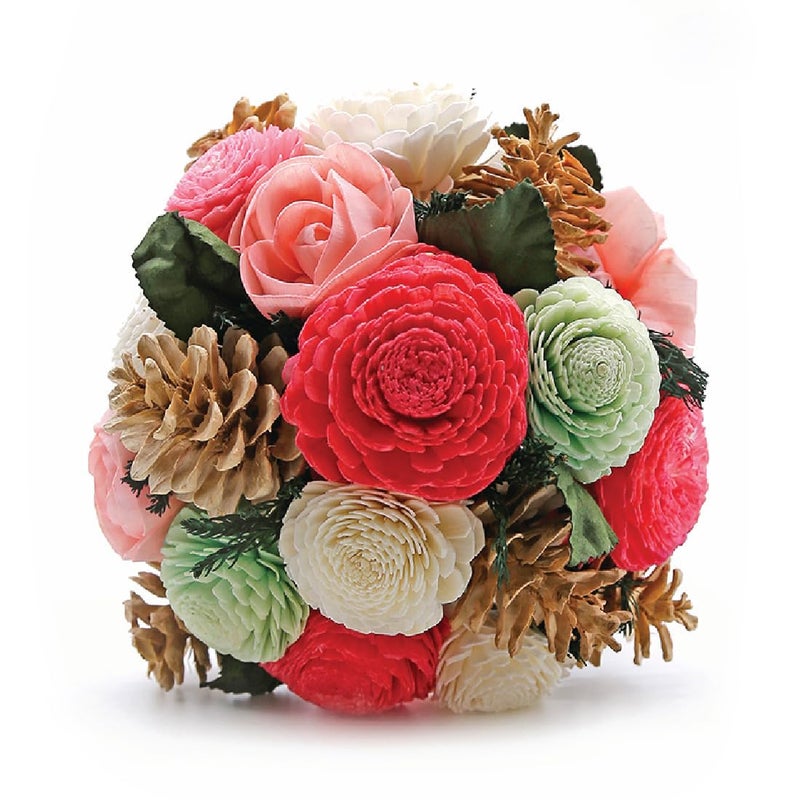 HOUSE OF EDI Everlasting Florals Handmade Bouquet Table Top Floral Artificial Flowers Perfect for Home Decor Wedding Restaurant Bedroom Living Room and Office 14 inch Size Large - Image 1