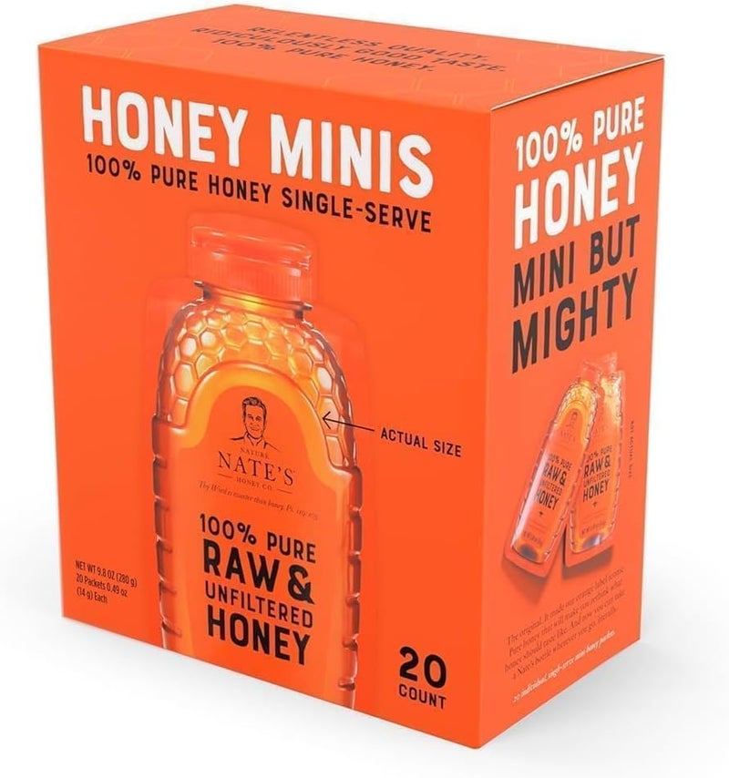 Nature Nate's Honey Minis - 100% Pure Raw Honey Packets - Image 1