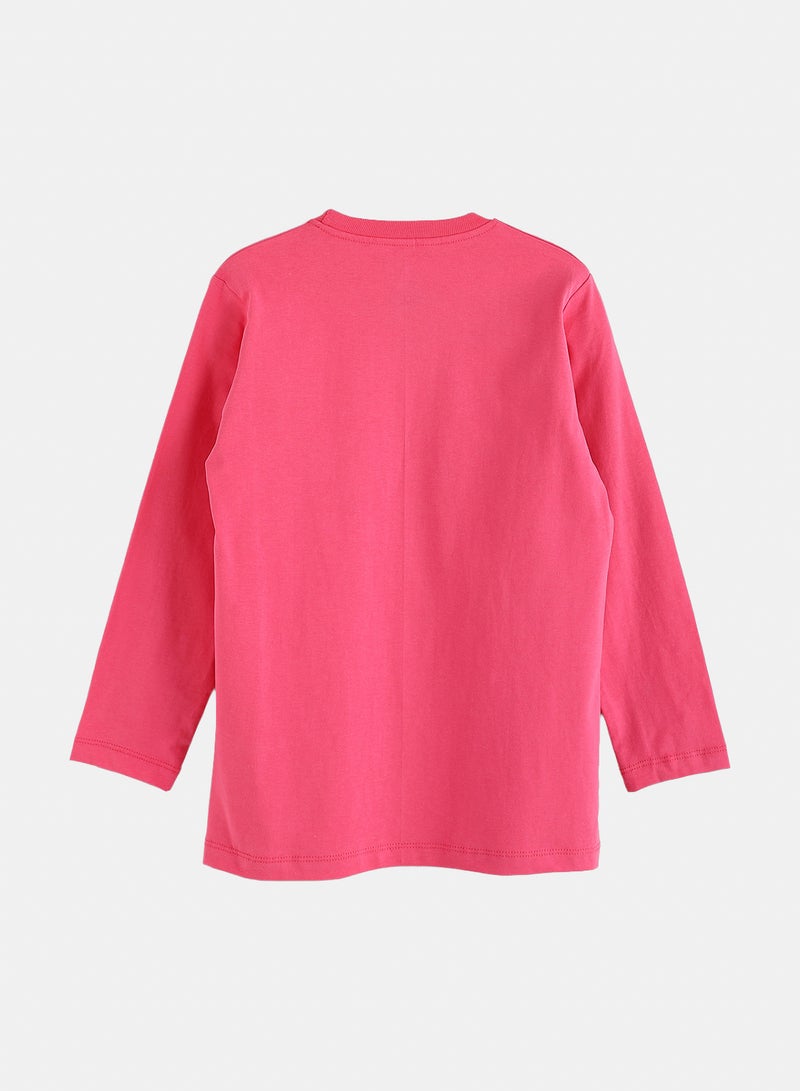 Andora Cotton Printed T-Shirt - Fuchsia - Image 5