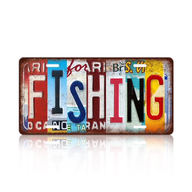 MTsigns Vintage Sport Metal Tin Sign Fishing License Plate Wall Decor for Home Cafe Bar Pub 12 x 6 Inches - Image 1