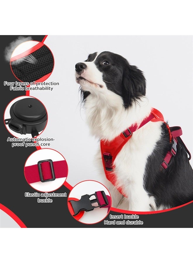 All in One, Hybrid Dog Harness with Retractable Leash, No Pull Dog Combo Easy Walk [Automatic Anti Burst Impact Function, Medium, red] - Image 3