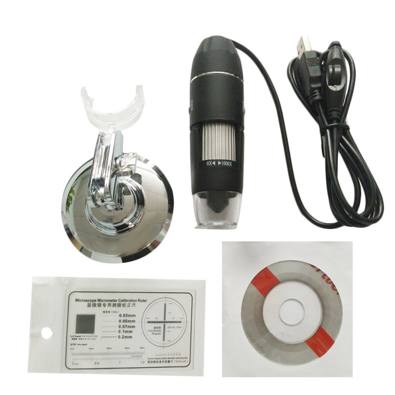 المجهر الرقمي USB: تكبير 1000X، مزود بـ 8 مصابيح LED ضوء أبيض مدمجة، زر التقاط الصور - حامل قابل للتعديل، مجهر رقمي محمول لفحص البشرة والشعر والمجوهرات ولوحات الدوائر المطبوعة، للتعليم، متوافق مع أندرويد وواي فاي - Image 5