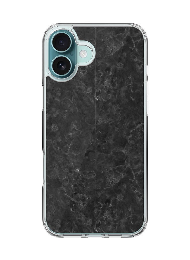 Stylizedd For iPhone 16 Plus Case [Compatible with MagSafe] Slim Magnetic cover Clear Phone Case - Marble Texture Black FP - Image 1