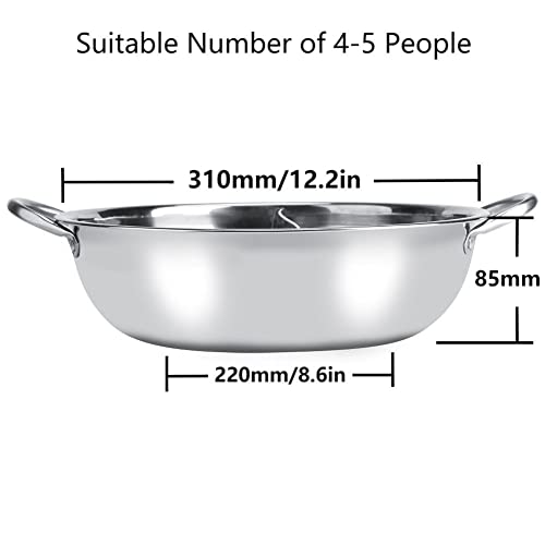 Delavala 304 Food Grade Stainless Steel Shabu Shabu Hot pot with Divider&Lid for Induction Cooktop Gas Stove Dual Sided Soup Cookware - Image 3