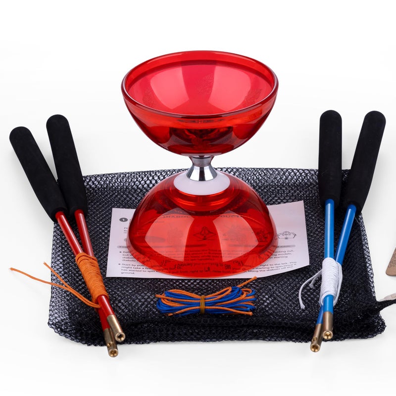 MAGICYOYO Pro Triple Bearing Diabolo Small Size 4  Chinese Yoyo Toy with 2 Pairs Carbon Sticks+ 2 Extra Strings +1 Net Bag  High Performance Chinese Yoyo Diabolo Skill Toy (Red) - Image 1
