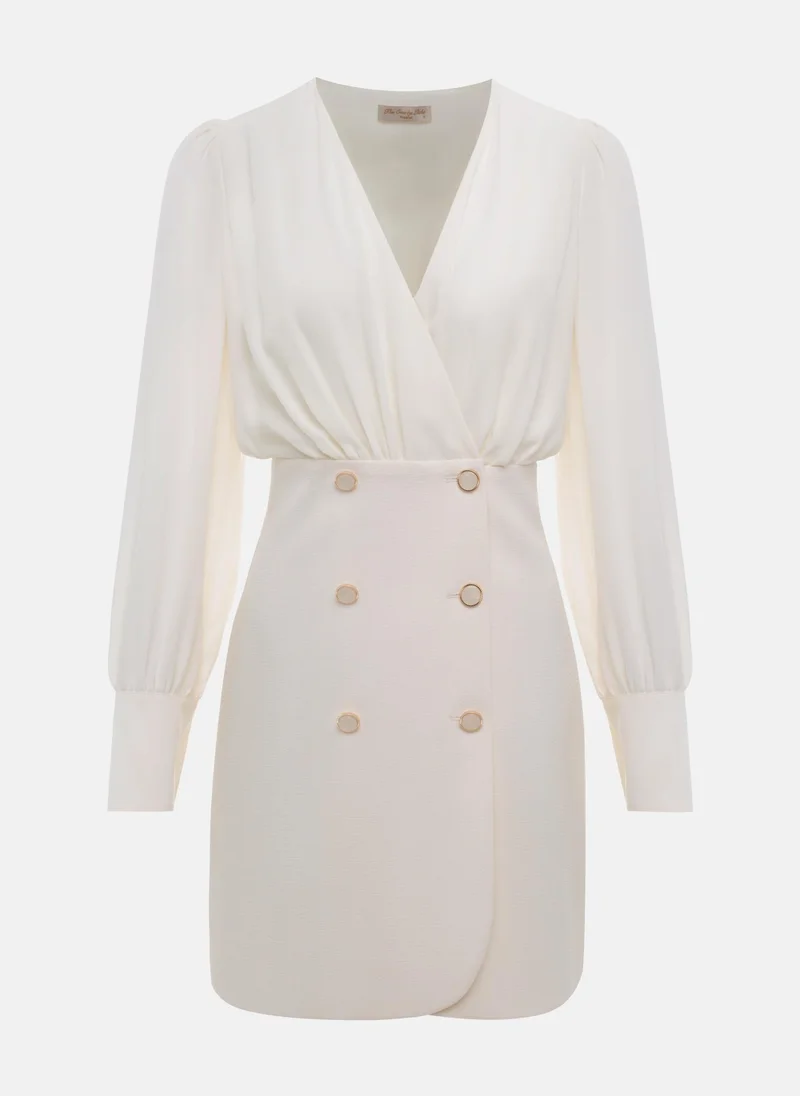 ليتشي فستان كومبو بصدر ملتف