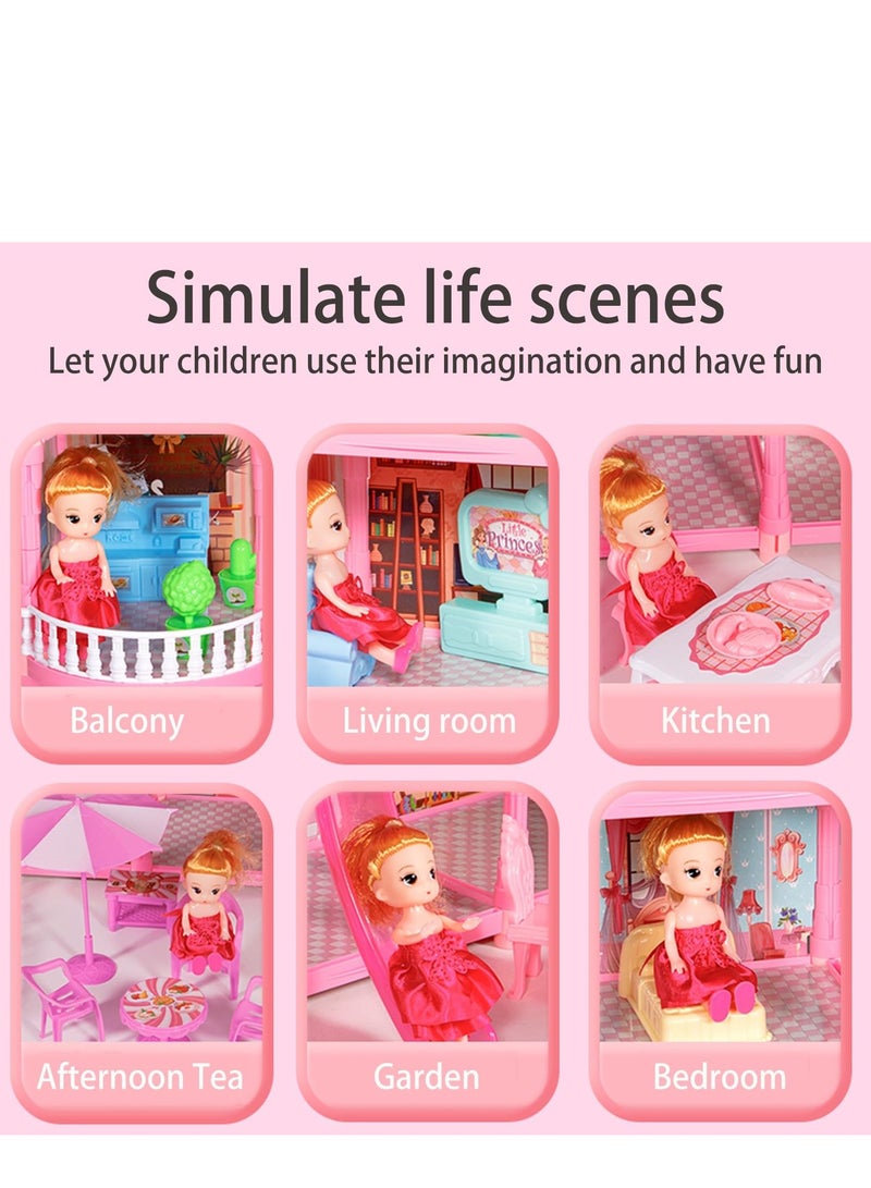 Rightsure 6-Story 25-Room Girls Dollhouse with 2 Doll Furniture and Accessories, Dreamhouse Dollhouse Girl Gift, Dollhouse Playhouse Toy for Girls Ages 6-12 (494 Pieces) - Image 4