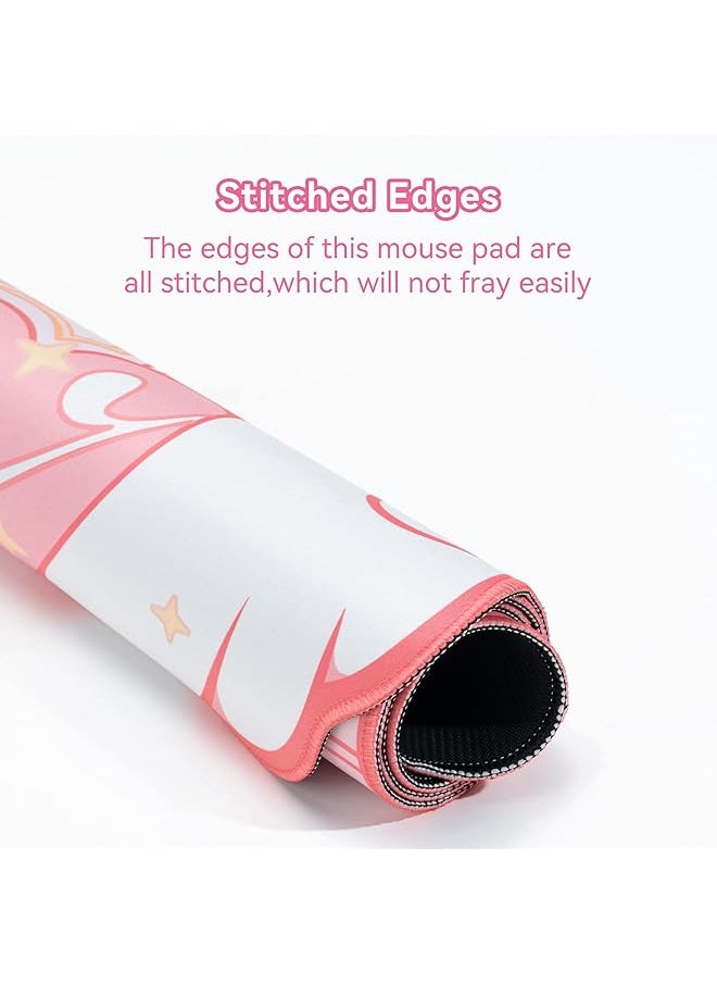 GEEKSHARE Large Gaming Mouse Pad Pink Non Slip Rubber Back Mouse Pad Big Waterproof Mat For Keyboard And Mouse Perfect For Gaming Or Home Office Work Star Wings Pink  - Image 5