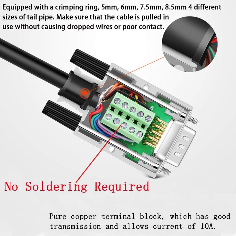 ANMBEST 2PCS DB9 Breakout Connector, Solderless Metal Shell RS232 D-SUB Serial to 9-Pin Port Terminal Female Adapter Connector Breakout Board with Case - Image 2