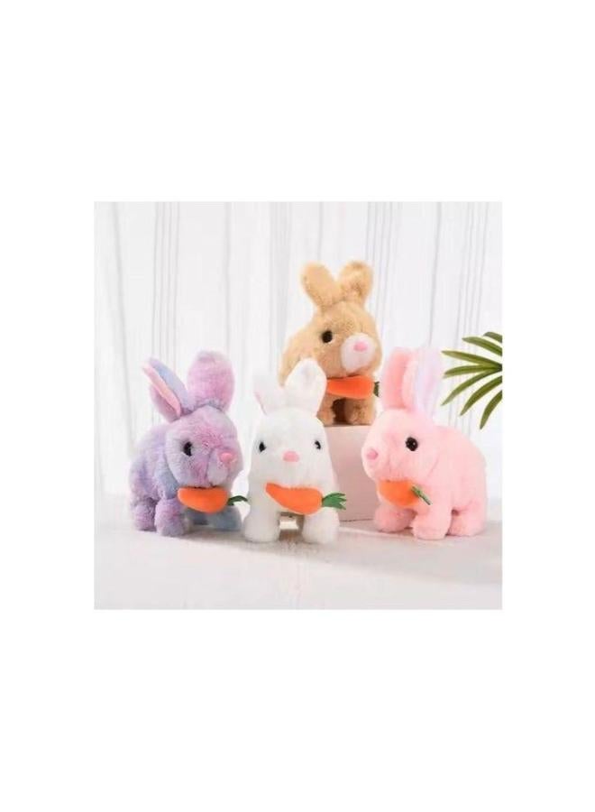 Pack of 2 Interactive Electronic Pet Plush Bunny Toy With Sounds Twitch Nose Hopping Rabbit With Carrot Gift For Toddlers Birthday - Image 1