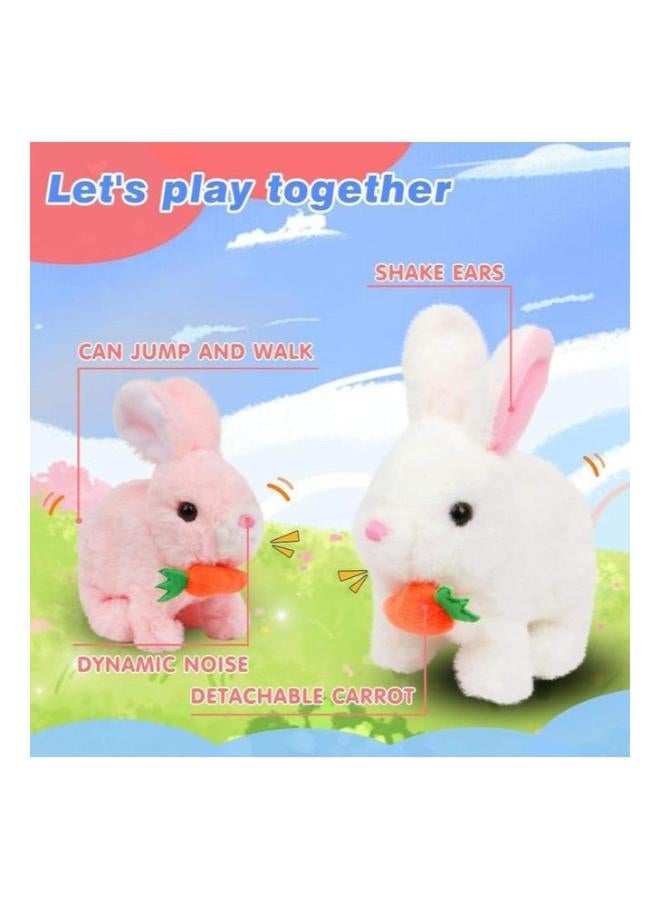 Pack of 2 Interactive Electronic Pet Plush Bunny Toy With Sounds Twitch Nose Hopping Rabbit With Carrot Gift For Toddlers Birthday - Image 4