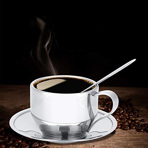 Jasni Stainless Steel Coffee Cup Coffee Mugs Espresso Cups and Great Cappuccino Cups with Spoon and Saucer Gift Idea for Coffee and Tea Lovers (4) - Image 5