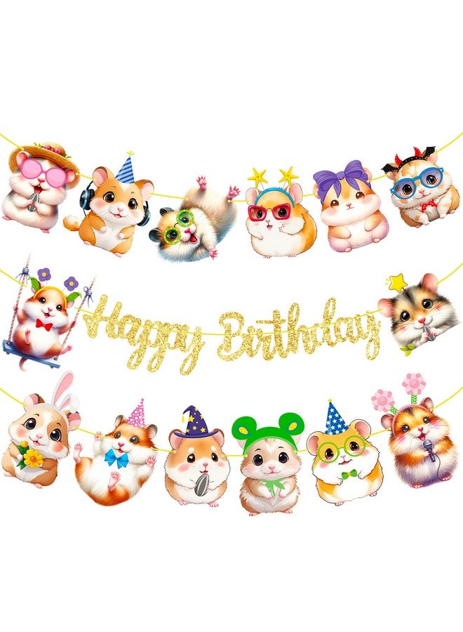 umoni لافتة عيد ميلاد أوموني هامستر - لوازم حفلات لامعة ذهبية لعيد ميلاد موضوع خنزير غينيا وحفلات استقبال الأطفال - Image 1