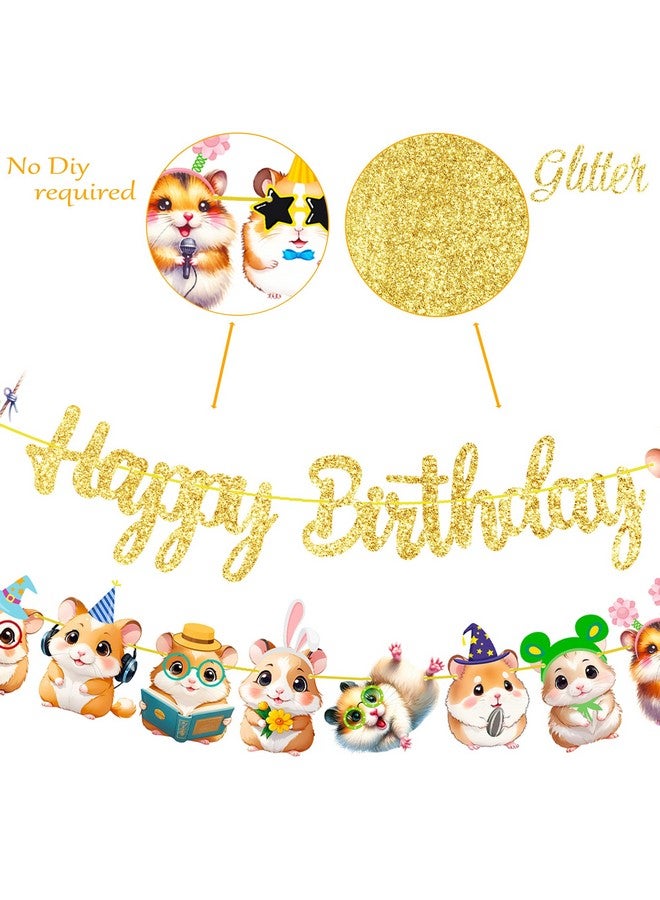 umoni لافتة عيد ميلاد أوموني هامستر - لوازم حفلات لامعة ذهبية لعيد ميلاد موضوع خنزير غينيا وحفلات استقبال الأطفال - Image 4