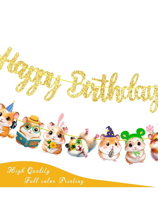 umoni لافتة عيد ميلاد أوموني هامستر - لوازم حفلات لامعة ذهبية لعيد ميلاد موضوع خنزير غينيا وحفلات استقبال الأطفال - Image 3