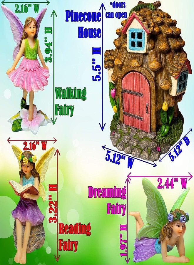 Mood Lab Fairy Garden - Pinecone Fairy House Kit of 4 pcs - Miniature Figurines & Accessories Set - Outdoor or House Decor - Image 3