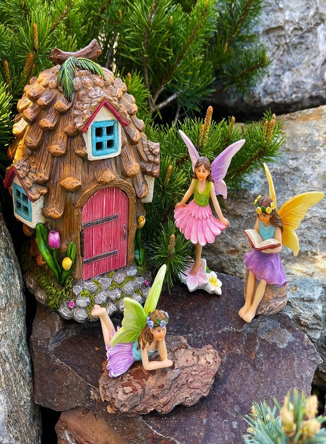 Mood Lab Fairy Garden - Pinecone Fairy House Kit of 4 pcs - Miniature Figurines & Accessories Set - Outdoor or House Decor - Image 4