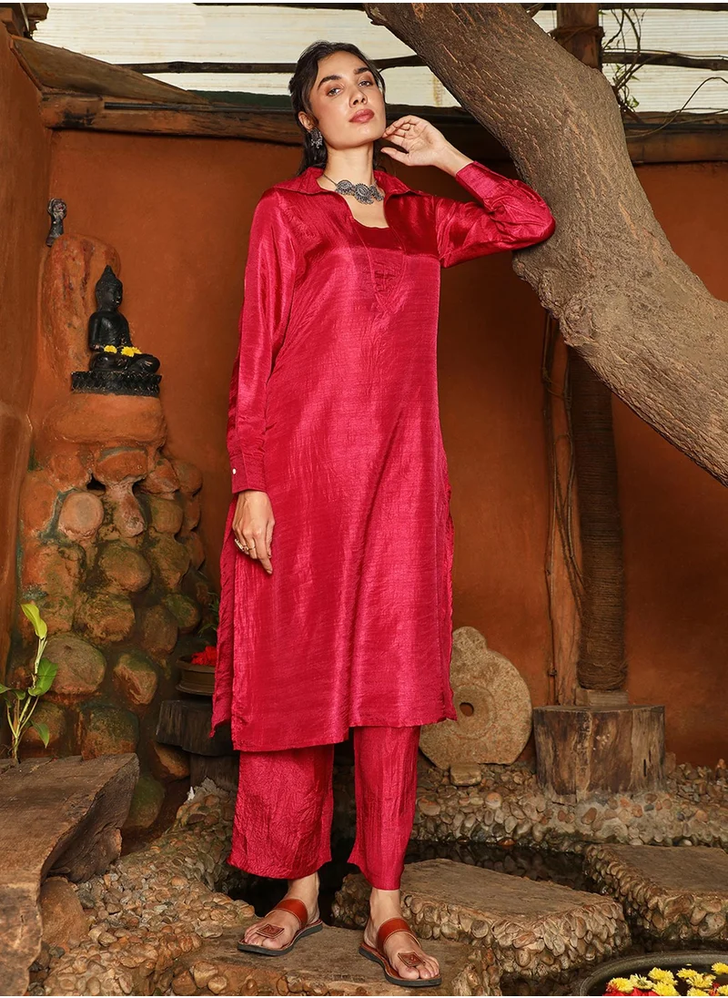  قصة Women's Venetian Red Dusk Ensemble Kurta Set
