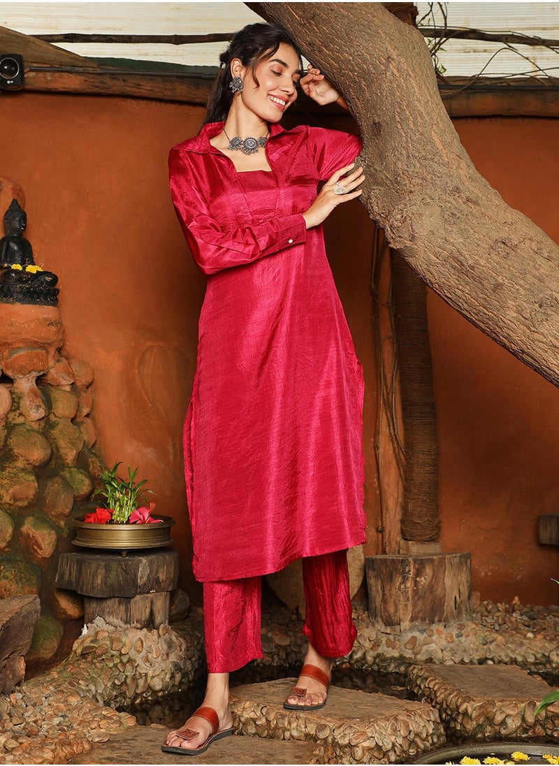  قصة Women's Venetian Red Dusk Ensemble Kurta Set  - Image 4