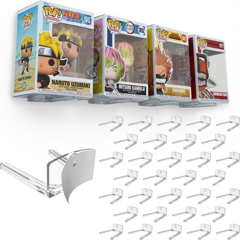 Modern JP Adhesive Display Shelf for Funko Pop Boxes (32-Pack) â€“ Clean Mount for Funko Pop Display â€“ Easy Adhesive Install â€“ Box-Safe, No-Drill Setup â€“ Clear - Image 1