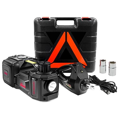 E-HEELP Electric Car Jack Kit 5Ton 12V Hydraulic Car Jack Lift (Lifting Range: 6.1~17.7 inch) with Electric Impact Wrench for SUV MPV Sedan Truck Change Tires Garage Repair - Image 1