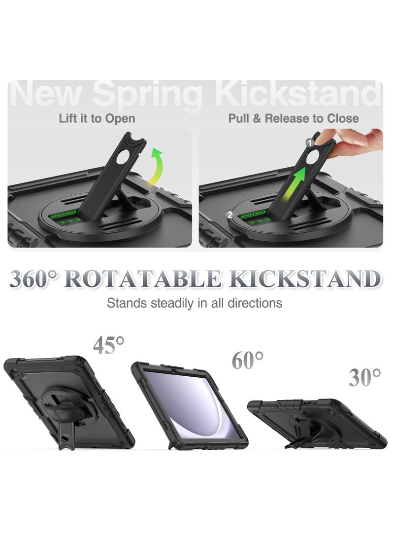 VITION Protective Cover for Samsung Galaxy Tab A9 Plus 11 Inch 2023, Rugged Heavy Duty Shockproof Cover with Screen Protector, 360° Rotating with Kickstand/Neck and Hand Strap & Pen Holder for Samsung A9+ Tablet Case, Black - Image 2