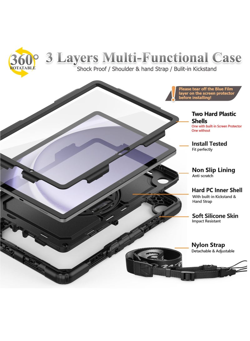 VITION Protective Cover for Samsung Galaxy Tab A9 Plus 11 Inch 2023, Rugged Heavy Duty Shockproof Cover with Screen Protector, 360° Rotating with Kickstand/Neck and Hand Strap & Pen Holder for Samsung A9+ Tablet Case, Black - Image 5