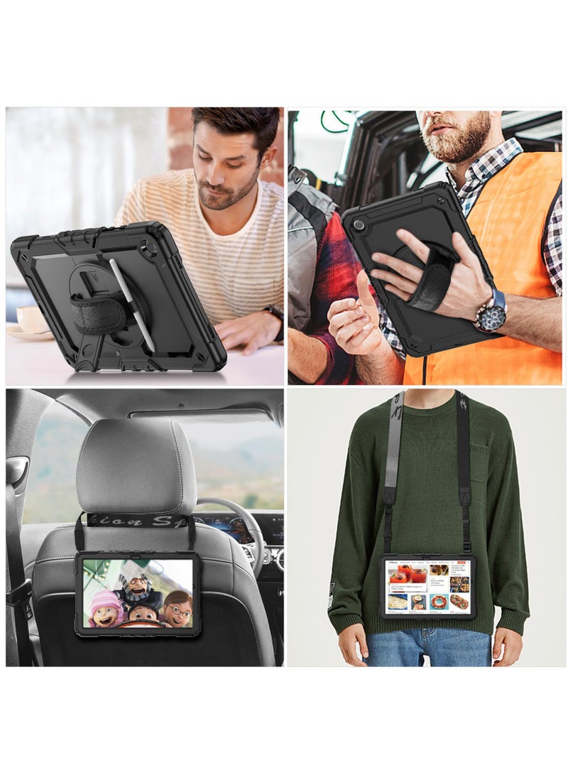 VITION Protective Cover for Samsung Galaxy Tab A9 Plus 11 Inch 2023, Rugged Heavy Duty Shockproof Cover with Screen Protector, 360° Rotating with Kickstand/Neck and Hand Strap & Pen Holder for Samsung A9+ Tablet Case, Black - Image 3