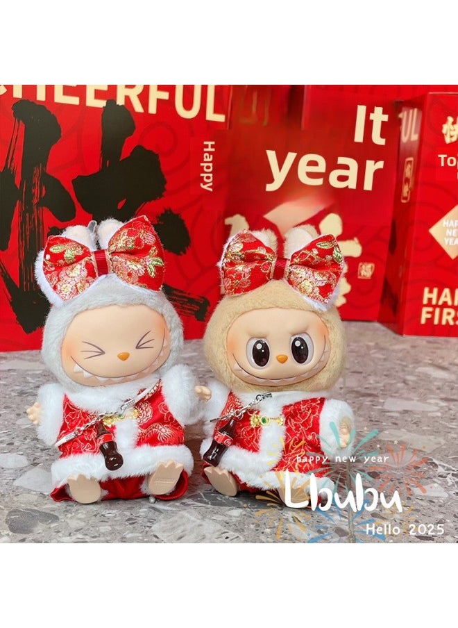 Generic - Labubu Sitting Party Doll Clothes Generation II Blind Box Labubu Doll Clothes Ragcloth Clothes Plush Vinyl Face-Specification:Common To First And Second Generations-Color:Version Of T-shirt Pattern Three-eyed Boy Suit (no Shoes, No Dolls) - Image 1