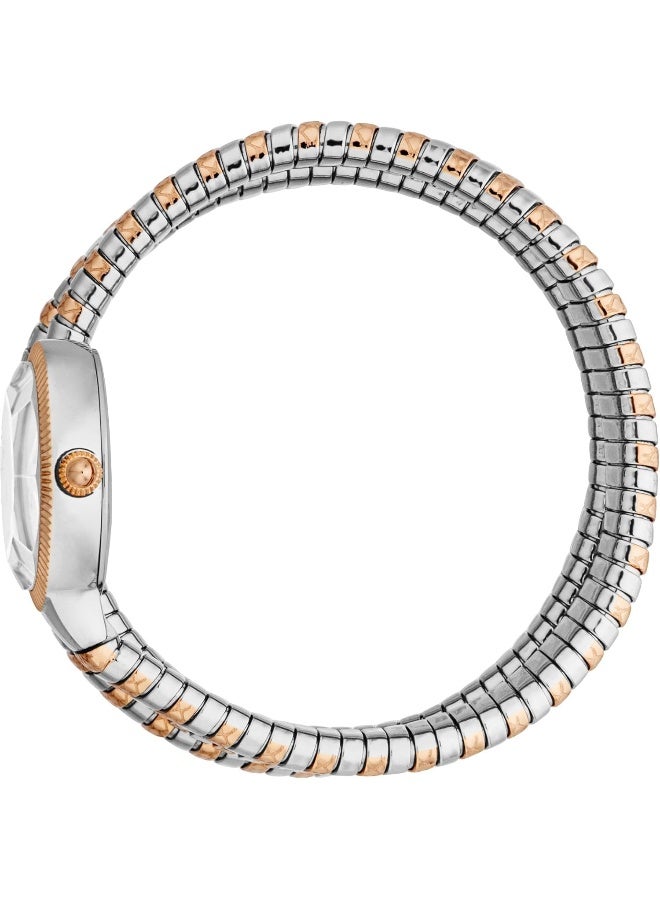 Just Cavalli ساعة نسائية من جاست كافالي، علبة بلون فضي ووردي، قرص فضي، سوار معدني بلون فضي ووردي، 2 عقارب، 3 ATM - Image 3