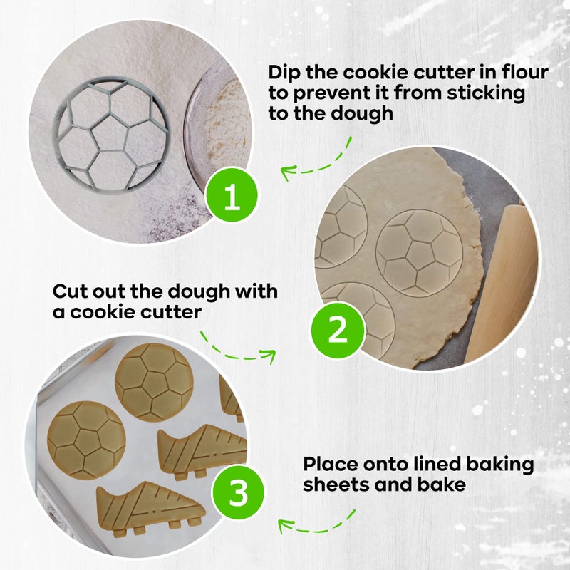 MOOSE GOODS Moose Goods Soccer Cookie Cutter Set of 5 - Soccer Ball Cookie Cutter Shapes & Stamps  Sports Jersey Cookie Cutter for DIY Baking Supplies - Soccer with Shirt Cookie Cutter Kit for Sports-Themed Party  - Image 3