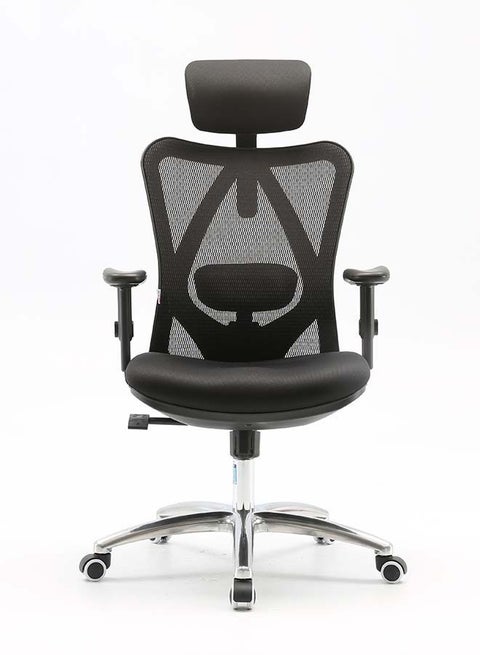 M18 Ergonomic Office Chair, Swivel Chair with Adjustable Lumbar Support, Headrest and Armrest, Adjustable Height, Black