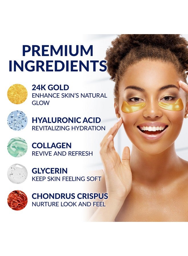 Stylia Under Eye Patches For Dark Circles And Puffy Eyes (20 Pairs) 24K Gold Eye Mask For Cosmetic Improvement & Instant Hydration Collagen Gel Pads For Temporary Relief Of Puffiness Refreshes - Image 3