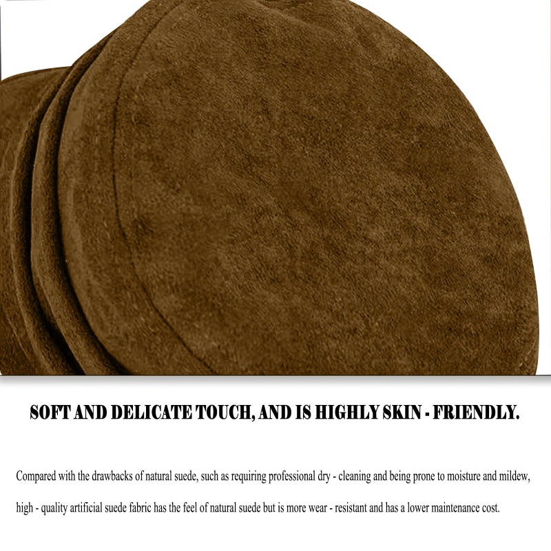 huablo Women's Suede Flat Top Newsboy Cap - Soft Brim & Hook - and - Loop Adjustment - Fall Winter Cabbie Paperboy Hats - Coffee - Image 4
