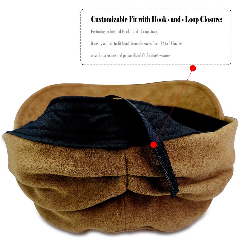 huablo Women's Suede Flat Top Newsboy Cap - Soft Brim & Hook - and - Loop Adjustment - Fall Winter Cabbie Paperboy Hats - Coffee - Image 5