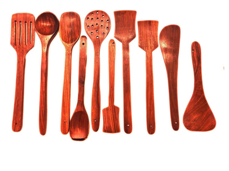 Whitecloud TRANSFORMING HOMES Whitecloud TRANSFORMING HOMES Cooking and Serving Spoon Wooden Set of 10  - Image 1