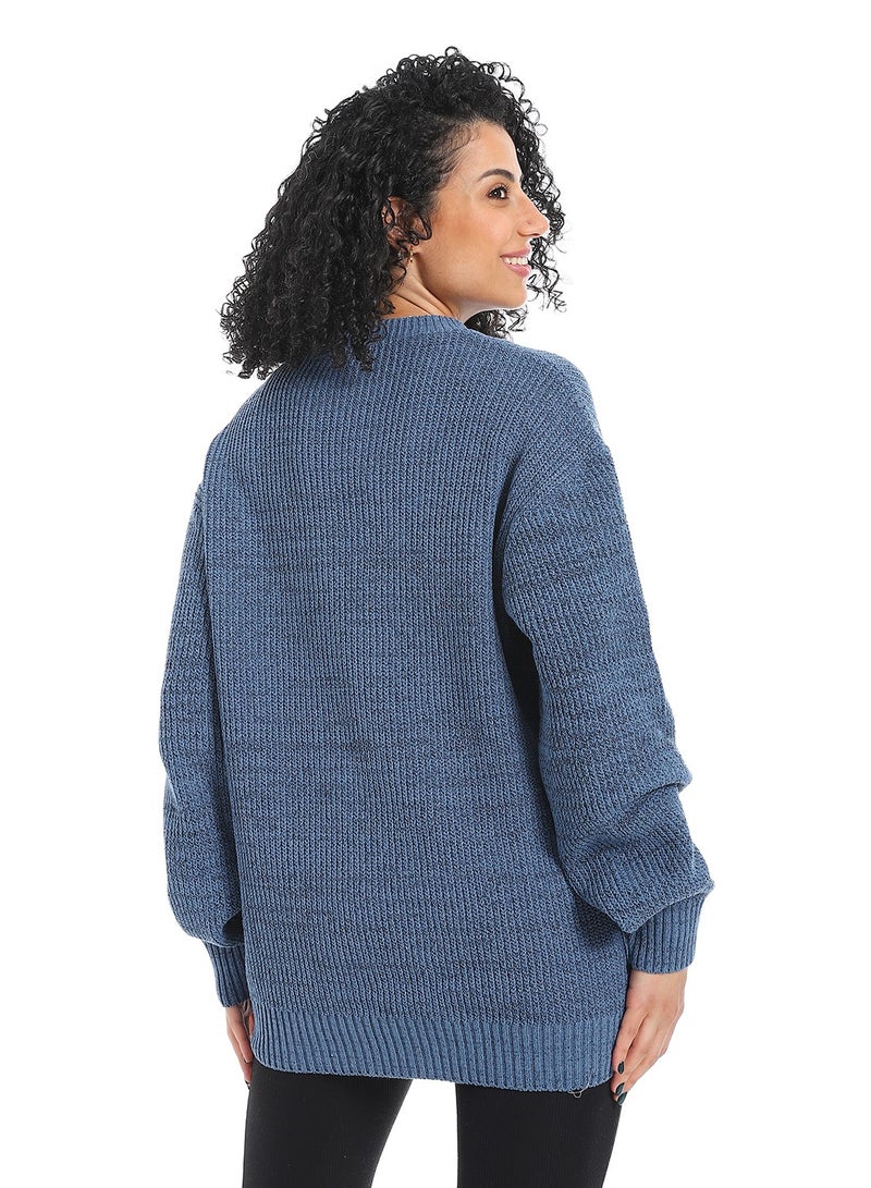 سيزار بلوفر صوف حريمي سادة مزود بتصميمات متعددة - Image 2