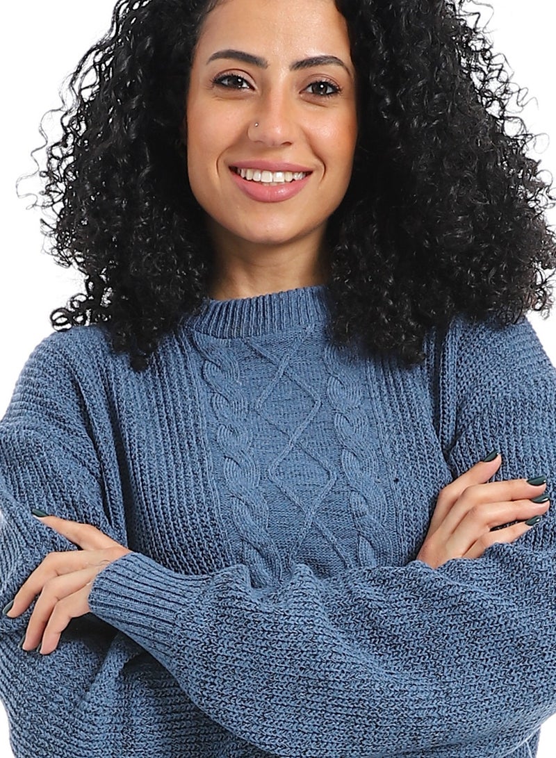 سيزار بلوفر صوف حريمي سادة مزود بتصميمات متعددة - Image 4